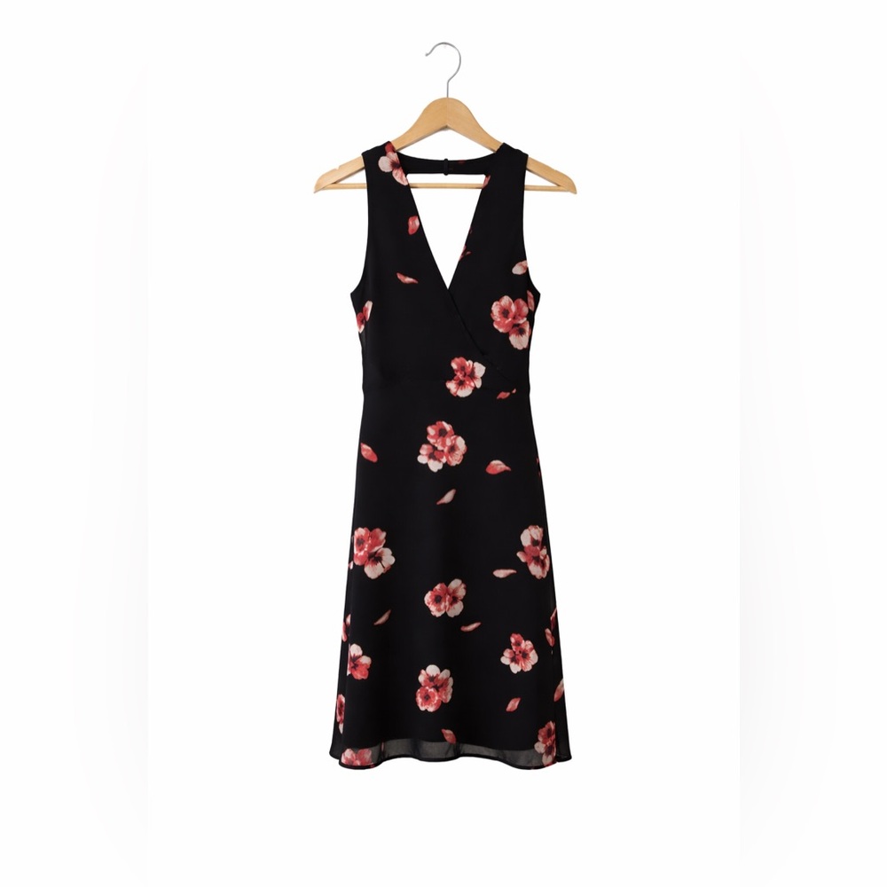 RW&CO. Black and Red Floral Sleeveless Dress